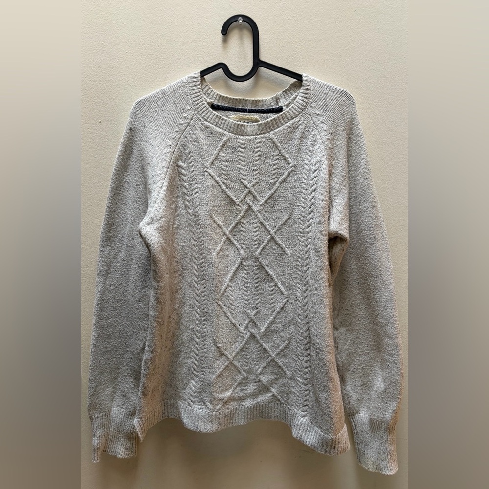 Mantaray Women's Heather Gray Cable Knit Crewneck Sweater